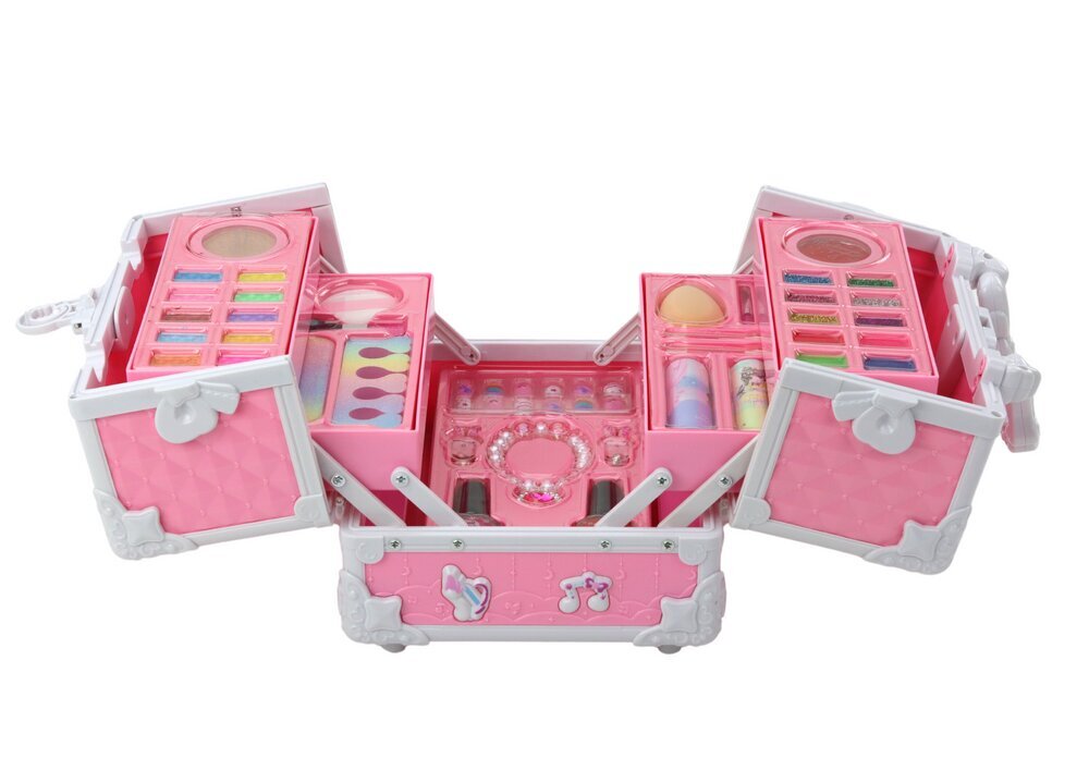 Kosmetikos rinkinys LeanToys Chest Suitcase Beauty Set Jewelry Cosmetics Pink, 1 vnt. цена и информация | Kosmetika vaikams ir mamoms | pigu.lt