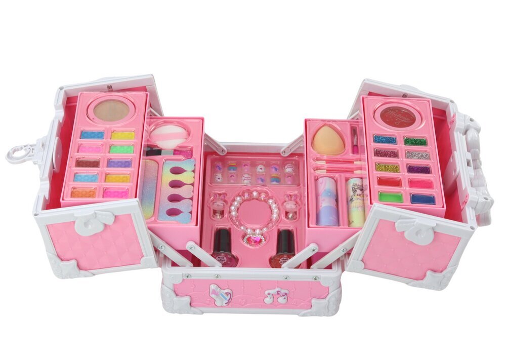 Kosmetikos rinkinys LeanToys Chest Suitcase Beauty Set Jewelry Cosmetics Pink, 1 vnt. цена и информация | Kosmetika vaikams ir mamoms | pigu.lt