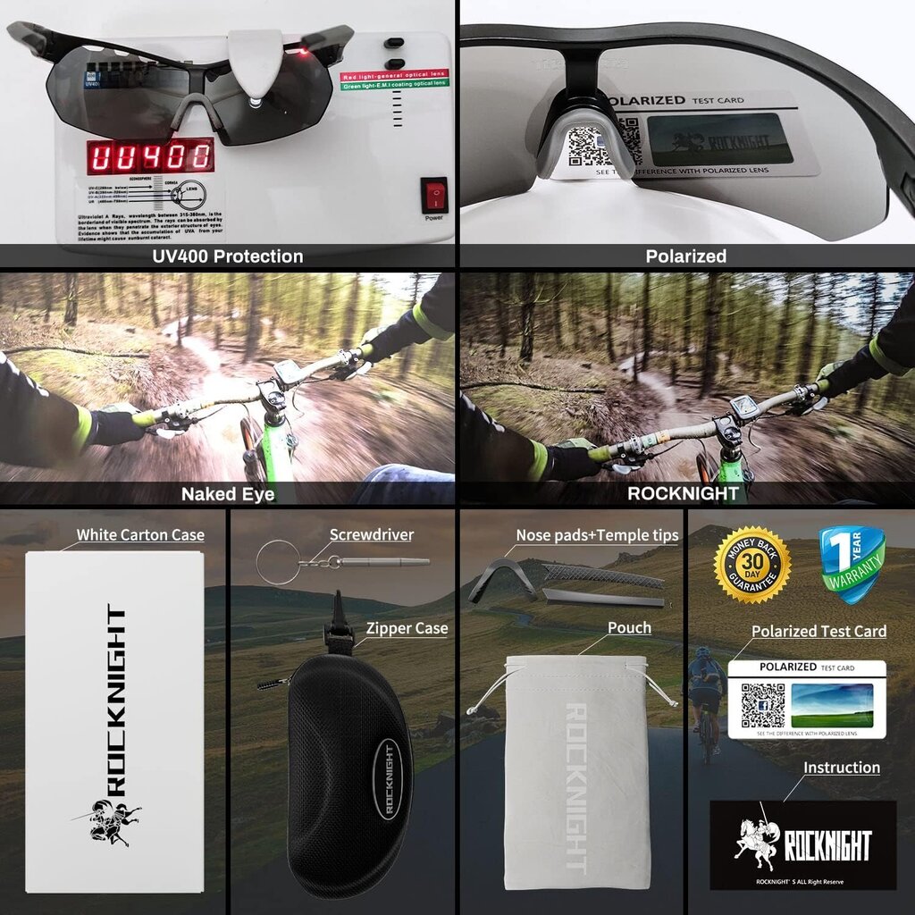 Dviračių akiniai nuo saulės Rocknight HD TR90, juodi kaina ir informacija | Sportiniai akiniai | pigu.lt