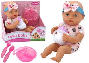 Lėlė - kūdikis su aksesuarais ir rožine apranga Lean Toys kaina ir informacija | Žaislai mergaitėms | pigu.lt