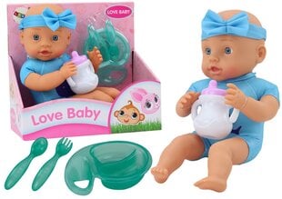 Lėlė kūdikis su aksesuarais ir mėlyna apranga Lean Toys kaina ir informacija | Žaislai mergaitėms | pigu.lt