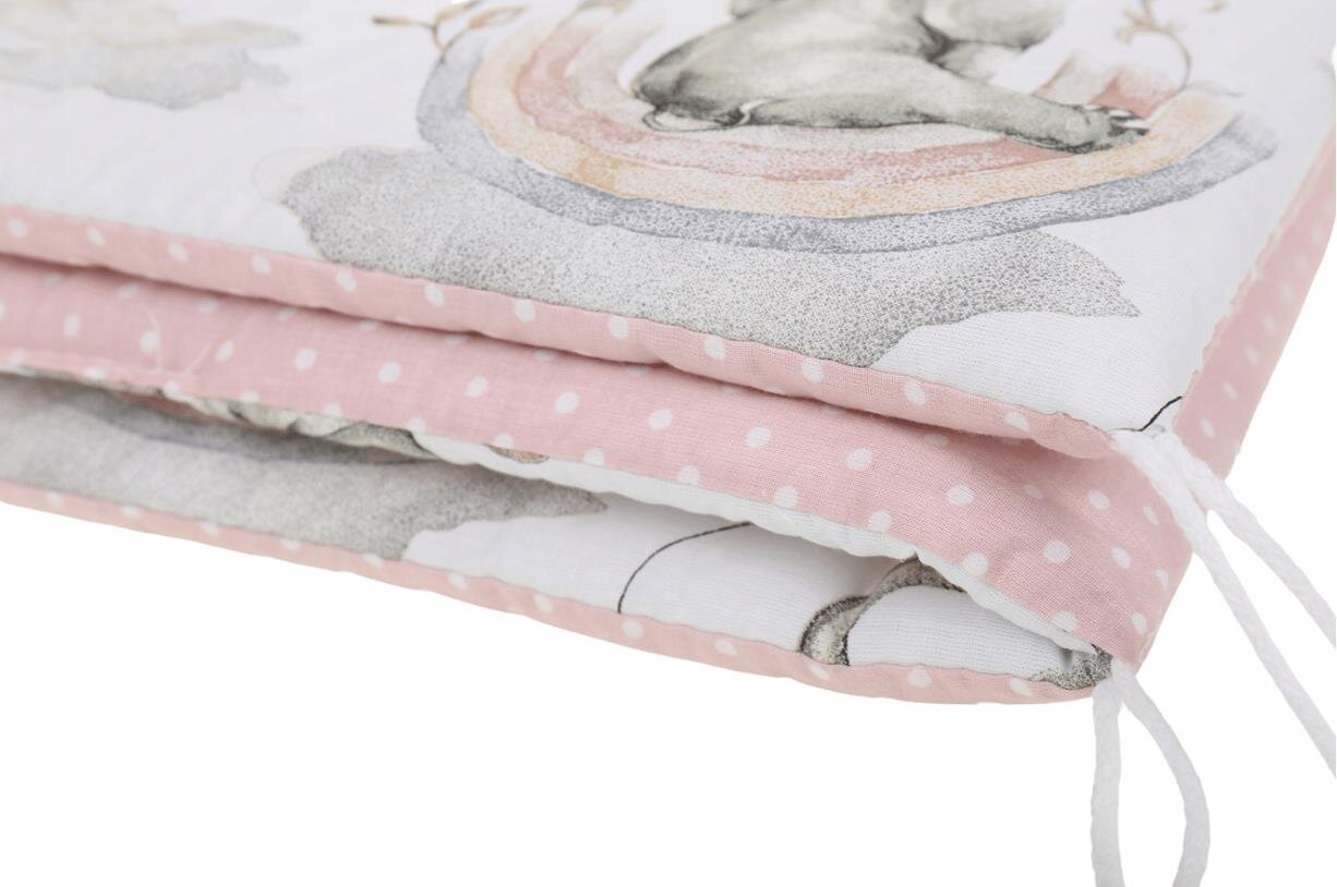 Minkšta kūdikio lovytės apsauga Babymam, 180x30 cm, Balta/Rožinė kaina ir informacija | Saugos varteliai, apsaugos | pigu.lt