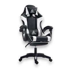 Žaidimų kėdė su atrama kojoms eCarla EC Gaming, juoda/balta kaina ir informacija | Biuro kėdės | pigu.lt