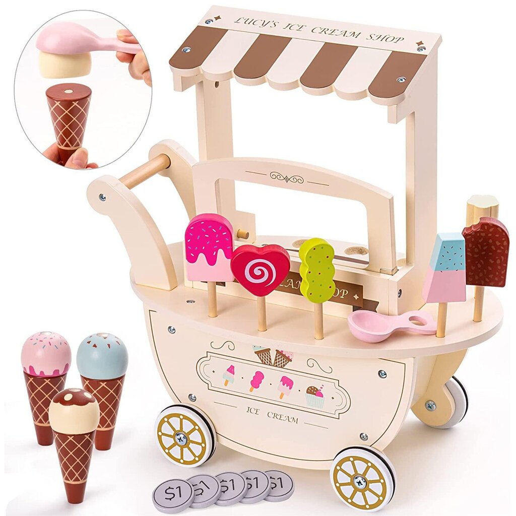 Ledų parduotuvės rinkinys Mamabrum Ice Cream kaina ir informacija | Lavinamieji žaislai | pigu.lt