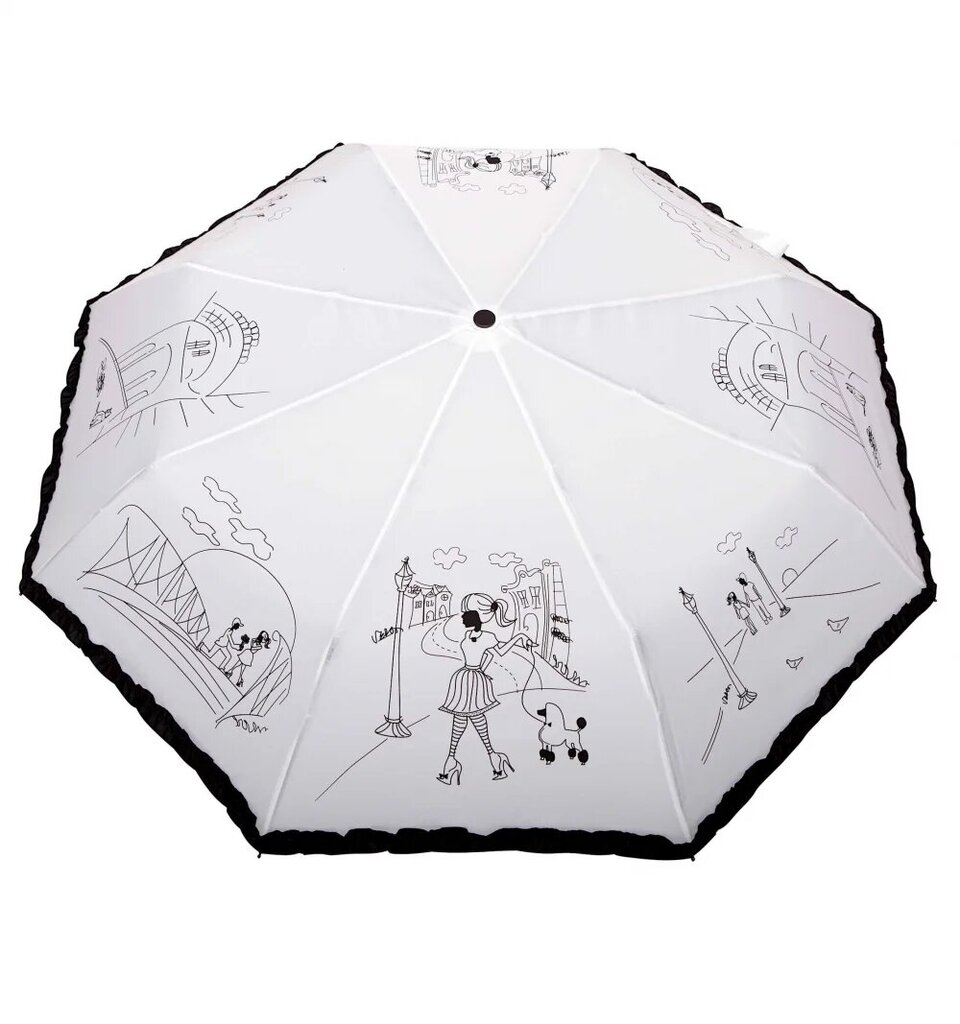 Moteriškas automatinis skėtis "Parisian woman", Parasol, baltos ir juodos spalvos цена и информация | Moteriški skėčiai | pigu.lt