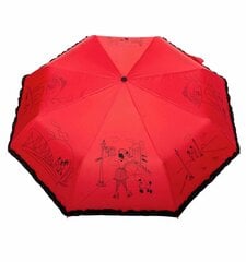 Moteriškas automatinis skėtis "Parisian woman", Parasol, raudonos/juodos spalvos kaina ir informacija | Moteriški skėčiai | pigu.lt