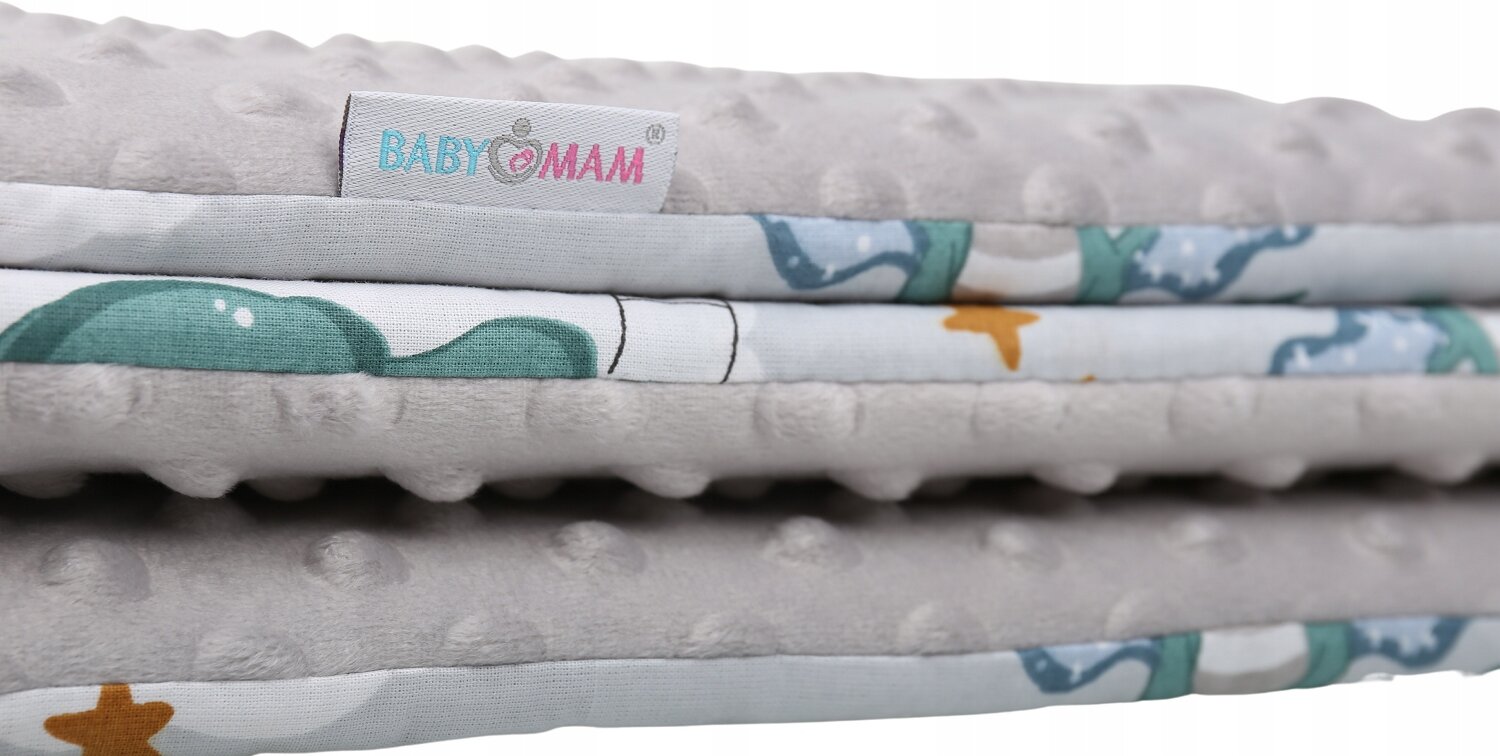 Minkšta kūdikio lovytės apsauga Babymam 180x30, Gray kaina ir informacija | Saugos varteliai, apsaugos | pigu.lt