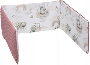 Мягкая защита кроватки Babymam, 180x30 cm, Pink/White цена и информация | Товары для безопасности детей дома | pigu.lt