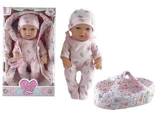 Lėlė kūdikėlis su lopšiuku, 30 cm kaina ir informacija | Žaislai mergaitėms | pigu.lt