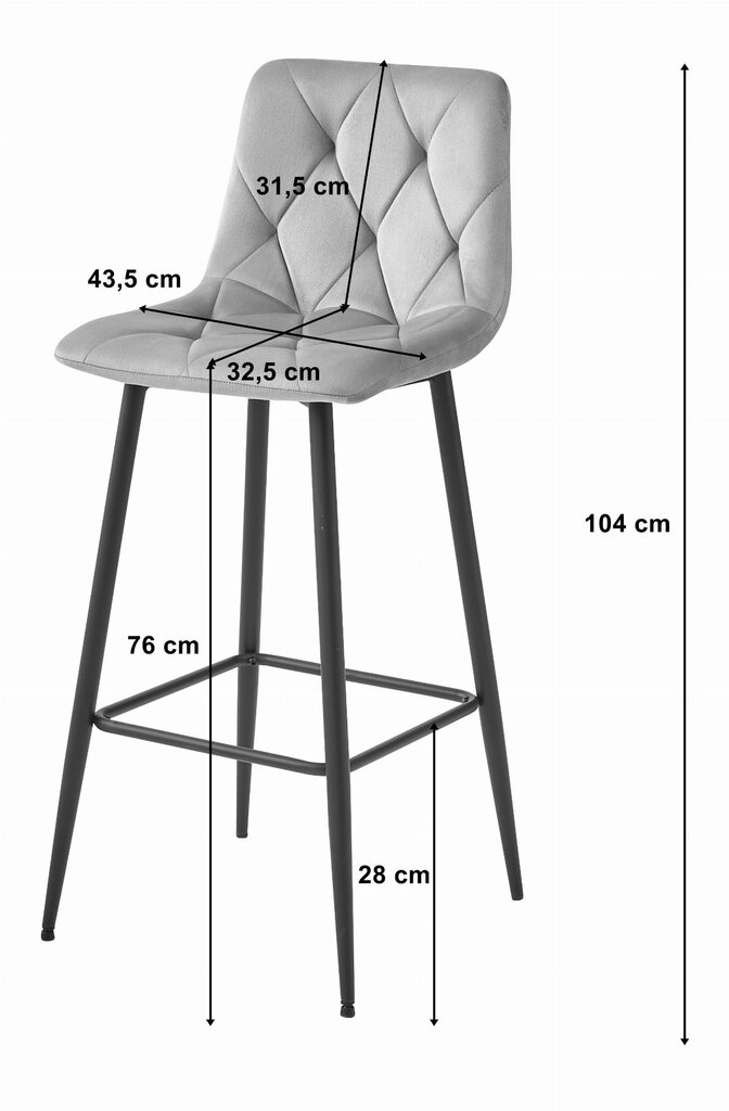 2-ių kėdžių komplektas, mėlynas цена и информация | Virtuvės ir valgomojo kėdės | pigu.lt
