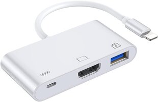 Адаптер для телефона/планшета с кабелем Lightning to HD TV цена и информация | Адаптеры, USB-разветвители | pigu.lt