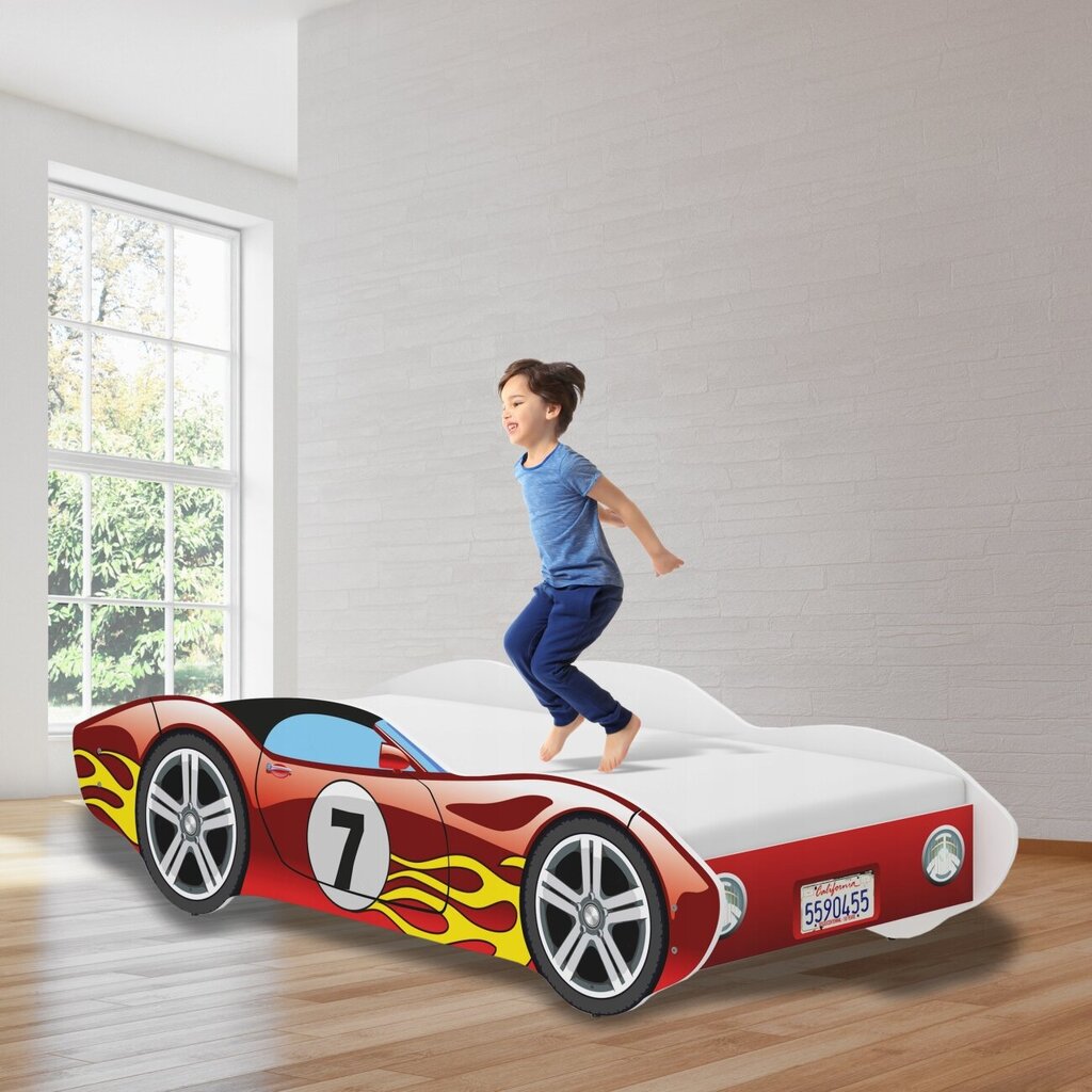 Vaikiška lova su čiužiniu Iglobal Corvetta, 140x70 cm, raudona kaina ir informacija | Vaikiškos lovos | pigu.lt