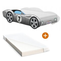 Детская кровать 140x70 см,  iGLOBAL, Auto Car Bed, Corvetta + матрас, серый цена и информация | Детские кровати | pigu.lt