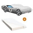 Детская кровать 140x70 см,  iGLOBAL, Auto Car Bed, Corvetta + матрас, серый