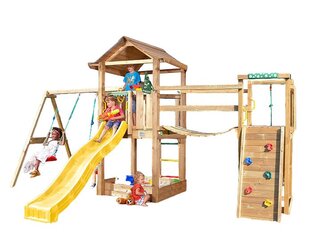Žaidimo aikštelė Jungle Gym House Clutter Bridge 2-Swing kaina ir informacija | Vaikų žaidimų nameliai | pigu.lt