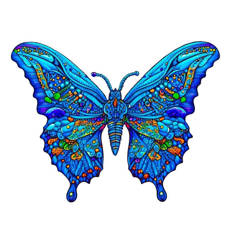Medinė dėlionė Mėlynas drugelis Wooden Puzzle, 90 d. kaina ir informacija | Dėlionės (puzzle) | pigu.lt