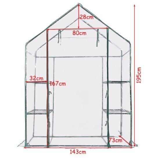 Šiltnamis Costway, 143 x 73 x 195 cm kaina ir informacija | Šiltnamiai | pigu.lt