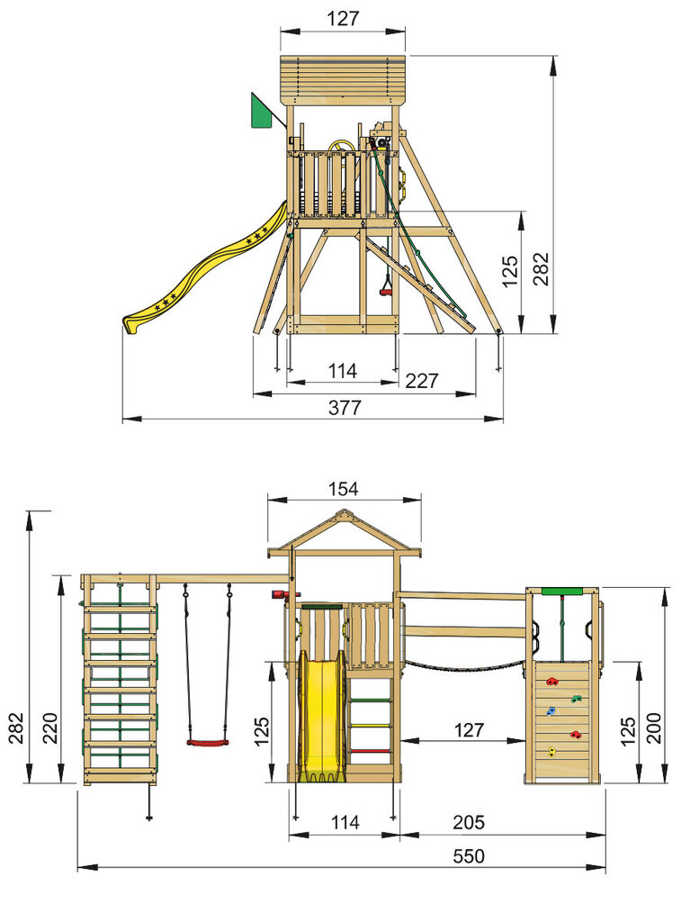 Žaidimo aikštelė Jungle Gym House Clutter Bridge 1-Climb kaina ir informacija | Vaikų žaidimų nameliai | pigu.lt