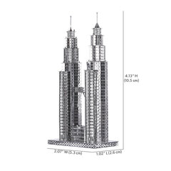 Metalinis konstruktorius 3D modelis – Petronas Towers Piececool, 38 d. цена и информация | Конструкторы и кубики | pigu.lt