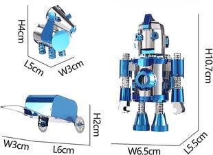 Metalinis konstruktorius 3D modelis – mėlynasis robotas Piececool, 87 d. kaina ir informacija | Konstruktoriai ir kaladėlės | pigu.lt
