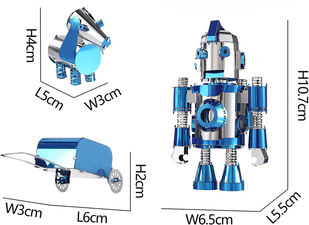 Metalinis konstruktorius 3D modelis – mėlynasis robotas Piececool, 87 d. цена и информация | Konstruktoriai ir kaladėlės | pigu.lt