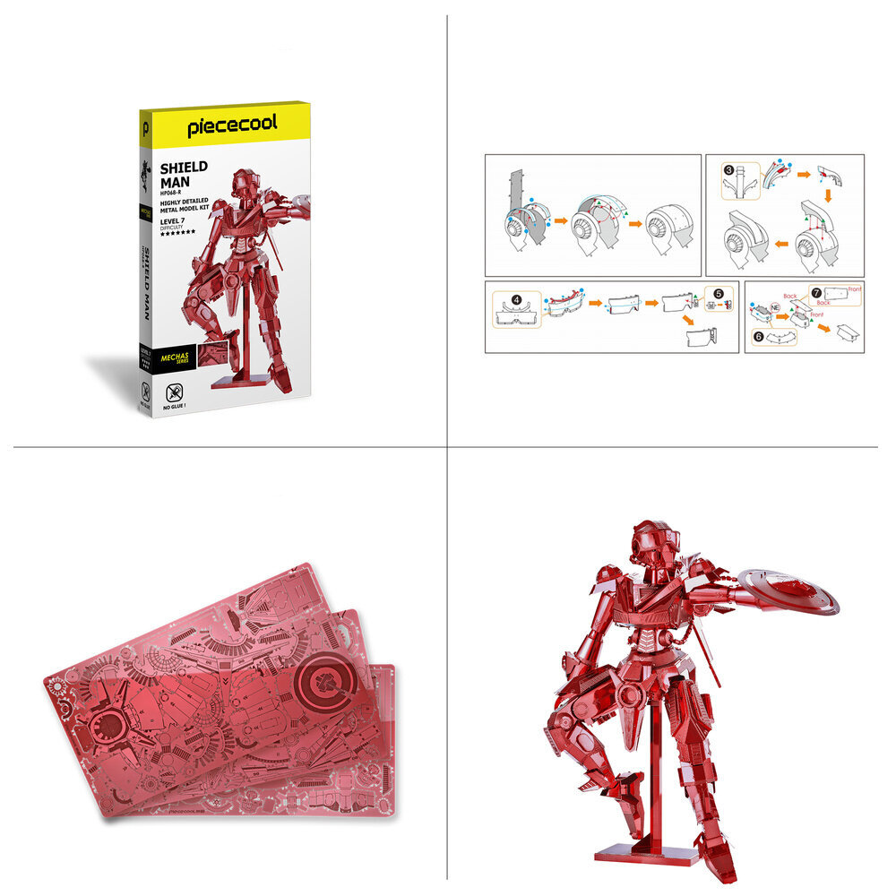 Metalinis konstruktorius 3D modelis – raudonasis karys Piececool, 150 d. цена и информация | Konstruktoriai ir kaladėlės | pigu.lt
