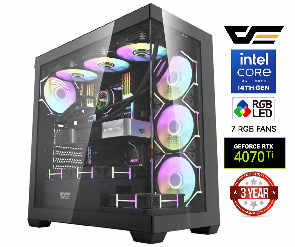 Core i7-14700F 32GB 512GB SSD RTX 4070 Ti 12GB NoOs цена и информация | Stacionarūs kompiuteriai | pigu.lt