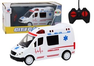 Nuotoliniu būdu valdomas greitosios pagalbos automobilis Lean Toys, baltas, 17x8x7 cm kaina ir informacija | Žaislai berniukams | pigu.lt
