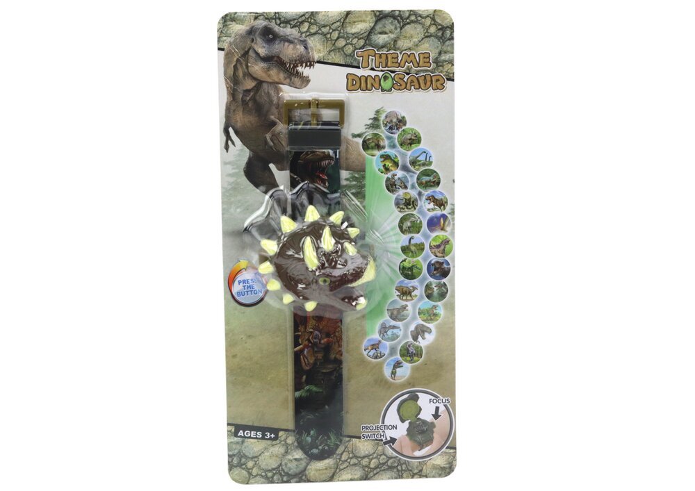 Laikrodis 3D projektorius Dinozauras Triceratops Lean Toys, 22x5x3 cm kaina ir informacija | Žaislai berniukams | pigu.lt
