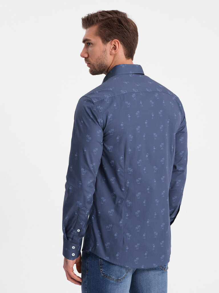 Marškiniai vyrams Ombre Clothing 124374-7, mėlyni kaina ir informacija | Vyriški marškiniai | pigu.lt