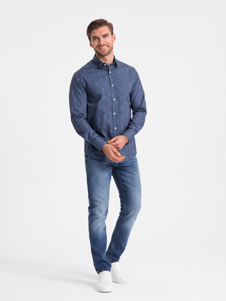 Marškiniai vyrams Ombre Clothing 124374-7, mėlyni kaina ir informacija | Vyriški marškiniai | pigu.lt