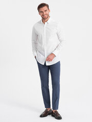 классическая мужская рубашка узкого кроя из хлопка с микро узором - белая v1 om-shcs-0156 124370-7 цена и информация | Рубашка мужская | pigu.lt