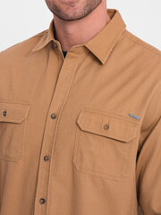 мужская хлопковая рубашка обычного кроя с карманами на пуговицах - Camel v2 om-shcs-0146 124366-7 цена и информация | Рубашка мужская | pigu.lt