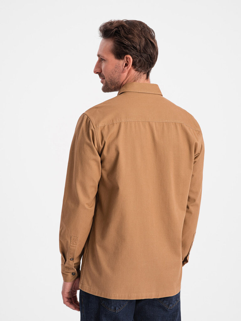 Marškiniai vyrams Ombre Clothing 124366-7, smėlio spalvos kaina ir informacija | Vyriški marškiniai | pigu.lt