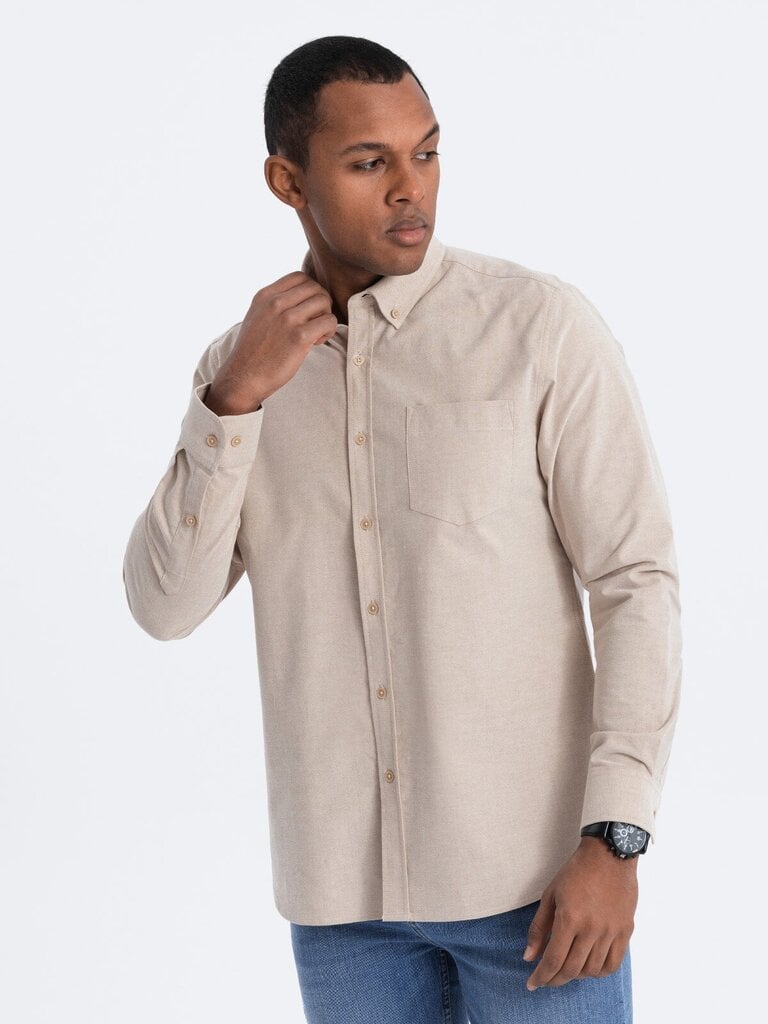 Marškiniai vyrams Ombre Clothing 124352-7, smėlio spalvos kaina ir informacija | Vyriški marškiniai | pigu.lt