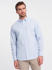 классическая рубашка из обычного хлопка - синяя v1 om-shos-0154 124349-7 цена и информация | Рубашка мужская | pigu.lt