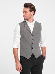 Жаккардовый мужской пиджак с лацканами - графитовый v1 om-blzv-0122 124334-7 цена и информация | Мужские жилетки | pigu.lt
