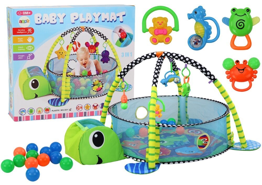 Žaidimų kilimėlis vaikams 3in1 Lean Toys Vėžlys цена и информация | Žaislai kūdikiams | pigu.lt