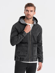 мужская джинсовая куртка катана с карго-карманами и капюшоном - черная v4 c558 123145-7 цена и информация | Мужские куртки | pigu.lt