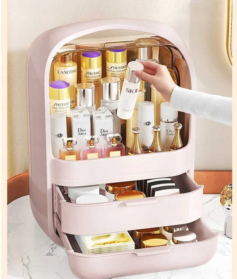 Kosmetikos dežutė su stalčiais Korbi F11, rožinė, 1 vnt. kaina ir informacija | Kosmetinės, veidrodėliai | pigu.lt