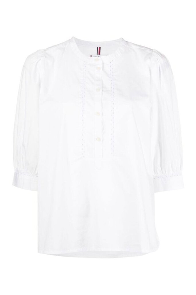 Tommy Hilfiger palaidinė moterims Crafted Henley Half WW0WW35143, balta цена и информация | Palaidinės, marškiniai moterims | pigu.lt