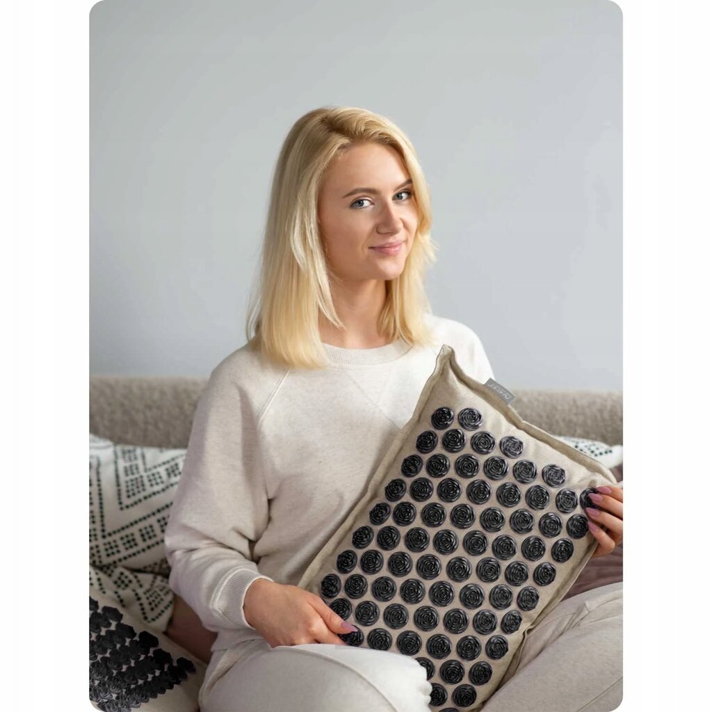 Akupresūros masažinis kilimėlis su pagalve Neo-sport, 70x44x3cm, pilka/juoda kaina ir informacija | Masažo reikmenys | pigu.lt