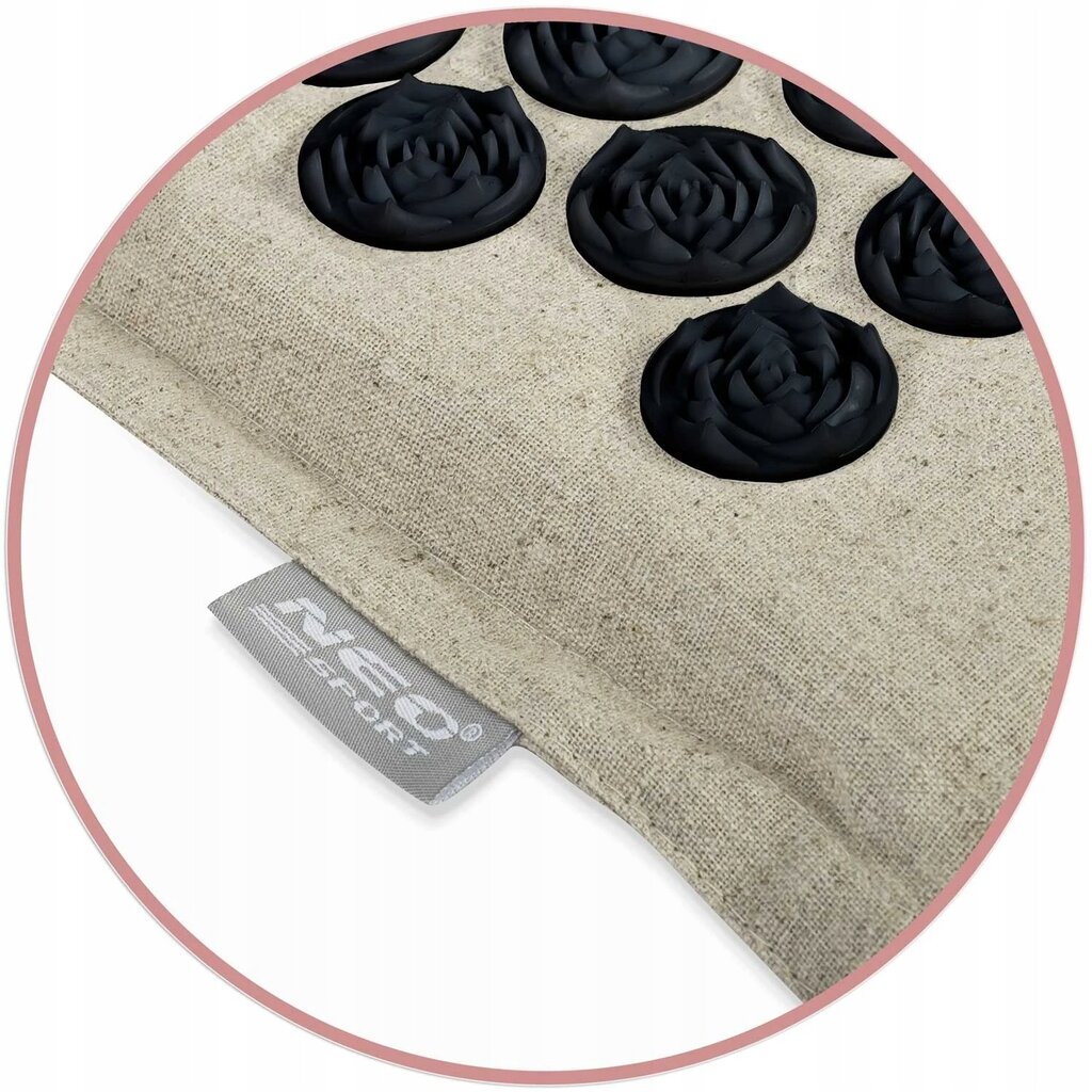 Akupresūros masažinis kilimėlis su pagalve Neo-sport, 70x44x3cm, pilka/juoda kaina ir informacija | Masažo reikmenys | pigu.lt