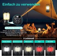 Аккумуляторная водонепроницаемая походная лампа Yonktoo, 5 режимов освещения, 5200 мАч, черная цена и информация | Фонарики, прожекторы | pigu.lt