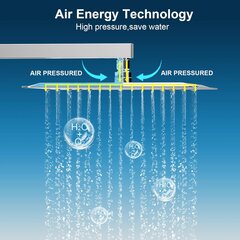 Sieninė lietaus dušo galvutė Acefy, 30x30cm, sidabrinė kaina ir informacija | Dušo komplektai ir panelės | pigu.lt