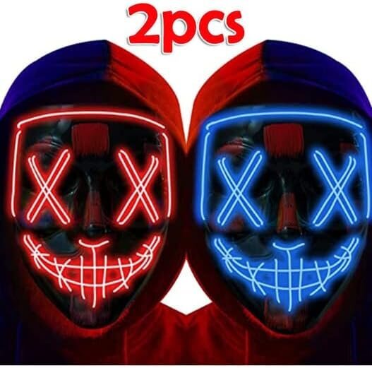 Kaukės su LED šviesa Hello Party, 2 vnt. kaina ir informacija | Karnavaliniai kostiumai | pigu.lt