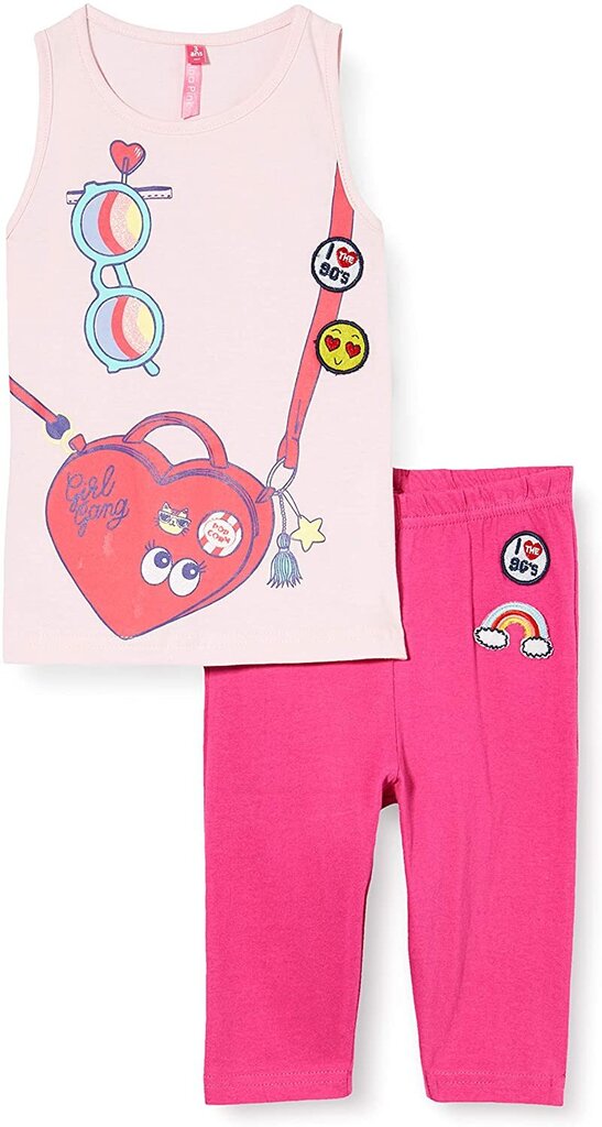 Marškinėlių ir kelnių komplektas mergaitėms Lina Pink 3446630462134, rožinis kaina ir informacija | Kelnės mergaitėms | pigu.lt