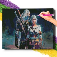 Deimantinė mozaika 5D Diamond Painting Oh Art! Witcher Heraltas ir Ciri, 40x50 cm kaina ir informacija | Deimantinės mozaikos | pigu.lt