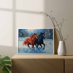Deimantinė mozaika 5D Diamond Painting Oh Art! Arkliai žiemą, 40x50 cm kaina ir informacija | Deimantinės mozaikos | pigu.lt