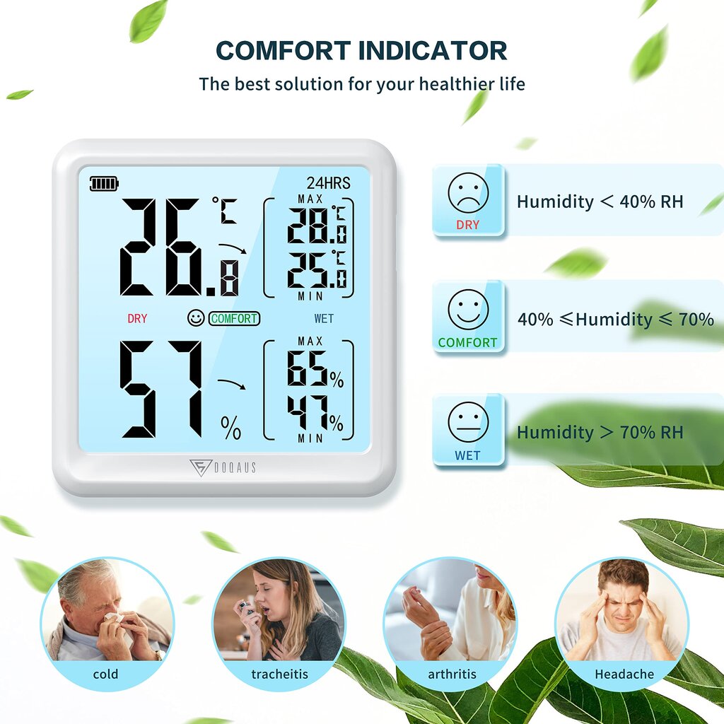 Skaitmeninis kambarinis termometras su higrometru kaina ir informacija | Meteorologinės stotelės, termometrai | pigu.lt